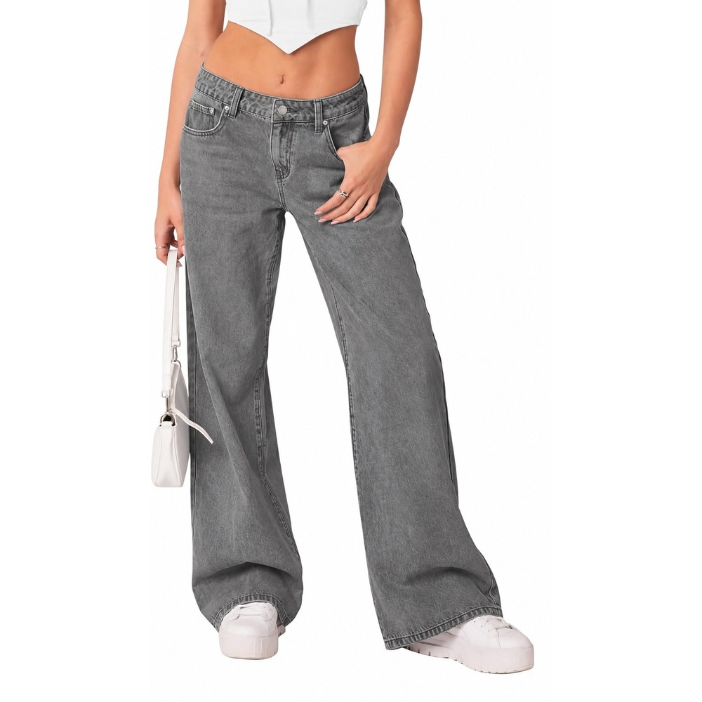 NiMin Wide Leg Baggy Jeans XXL Women's Vintage Y2K Denim Pants Gray